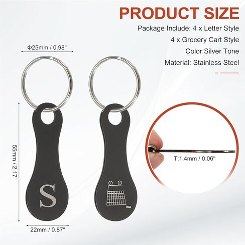 PATIKIL Stainless Steel Shopping Trolley Token, Metal Quarter Holder Keychain Bulk Shopping Key Ring for Supermarket Shops in Saudi Arabia