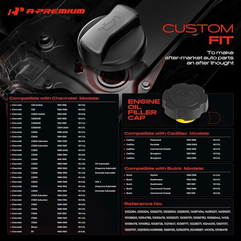A-Premium Engine Oil Filler Cap Oil Cap Compatible with GMC B7, C1500, C2500, C3500, C7000, G3500 & Isuzu NPR, NPR-HD & Oldsmobile Achieva, Alero, Custom Cruiser & Pontiac Firebird, Grand Am, Sunfire in Saudi Arabia