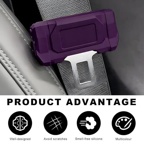 2 PCS Car Seat Belt Buckle Covers, Anti-Scratch Silicone Auto Seatbelt Clips Protector, Universal Seat Belt Buckle Protective Sleeve for SUVs Vans Trucks, Car Accessories (Black) in Saudi Arabia