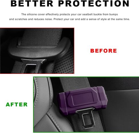 2 PCS Car Seat Belt Buckle Covers, Anti-Scratch Silicone Auto Seatbelt Clips Protector, Universal Seat Belt Buckle Protective Sleeve for SUVs Vans Trucks, Car Accessories (Black) in Saudi Arabia