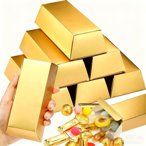 24 Pieces Gold Bar Gift Boxes,Gold Bar Party,Gift Box Treasure Theme Party,for Decorating Candy Snack Chocolate Container. in Saudi Arabia
