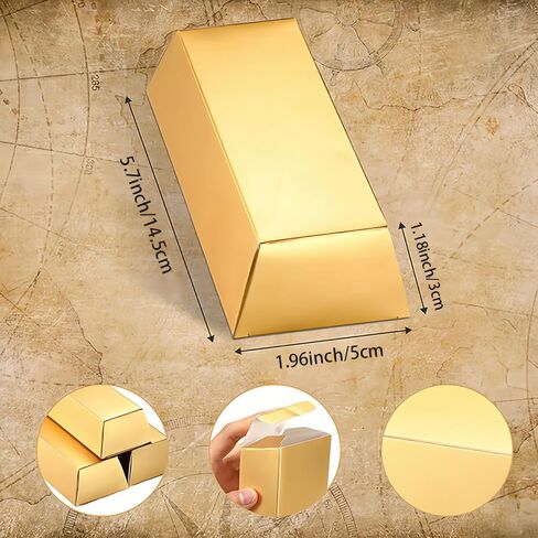 24 Pieces Gold Bar Gift Boxes,Gold Bar Party,Gift Box Treasure Theme Party,for Decorating Candy Snack Chocolate Container. in Saudi Arabia