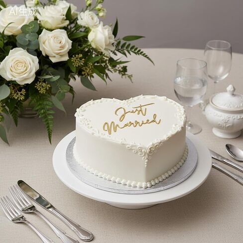طبقة علوية للكيك من Just Married، أغطية كعكة الزفاف، أغطية كعك مشغولة لحفلات الزفاف، ديكورات كعك متزوجة للتو، ديكورات حفلات العزوبية، كب كيك ذهبي أسود DIY (ذهبي) in Kuwait