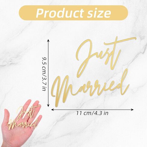 طبقة علوية للكيك من Just Married، أغطية كعكة الزفاف، أغطية كعك مشغولة لحفلات الزفاف، ديكورات كعك متزوجة للتو، ديكورات حفلات العزوبية، كب كيك ذهبي أسود DIY (ذهبي) in Kuwait