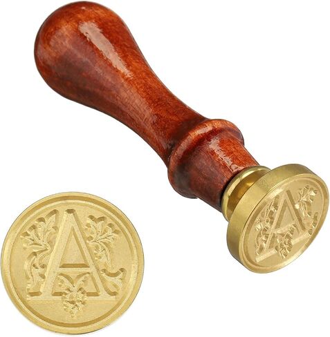 Letter Wax Seal Stamp, Alphabet a Wooden Handle 25mm Removable Retro Brass Head Classic Sealing Stamp for Envelope Invitation Card Wedding Gift Decoration in Saudi Arabia