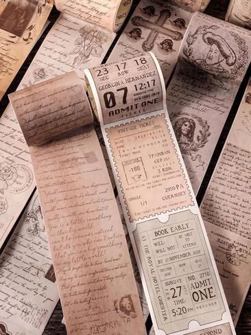 1pc Vintage Stamp Poetry Collection Washi Tape Stickers for Creative DIY Scrapbooking, Envelope & Bag Sealing Decoration Scrapbook Supplies Scrap Book Supplies Classroom Back to School in Saudi Arabia
