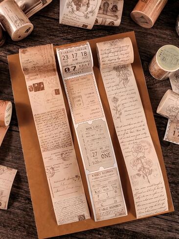 1pc Vintage Stamp Poetry Collection Washi Tape Stickers for Creative DIY Scrapbooking, Envelope & Bag Sealing Decoration Scrapbook Supplies Scrap Book Supplies Classroom Back to School in Saudi Arabia