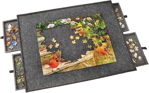 Bits and Pieces Lightweight Jigsaw Puzzle Board with Drawers, 36" x 27" - 5.5 Pounds Low Weight Felt Portable Puzzle Board - 4 Piece Sorting Trays - Jumbo 1500 Piece Size in Saudi Arabia