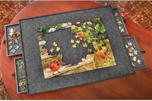 Bits and Pieces Lightweight Jigsaw Puzzle Board with Drawers, 36" x 27" - 5.5 Pounds Low Weight Felt Portable Puzzle Board - 4 Piece Sorting Trays - Jumbo 1500 Piece Size in Saudi Arabia