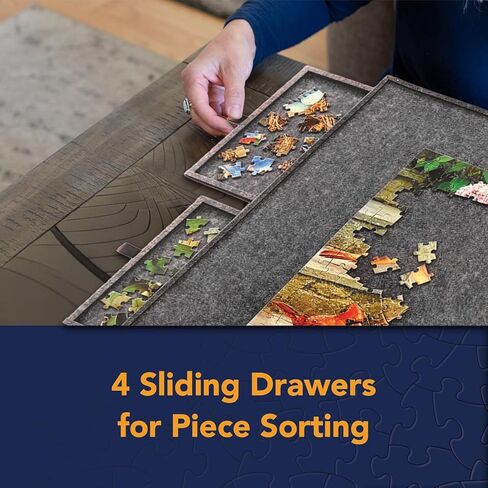 Bits and Pieces Lightweight Jigsaw Puzzle Board with Drawers, 36" x 27" - 5.5 Pounds Low Weight Felt Portable Puzzle Board - 4 Piece Sorting Trays - Jumbo 1500 Piece Size in Saudi Arabia