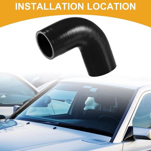 1 Pcs ID 48mm Universal Car Hose Coolant Hose 90 Degrees High Temperature - Silicone Black in Saudi Arabia