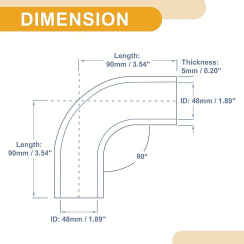 1 Pcs ID 48mm Universal Car Hose Coolant Hose 90 Degrees High Temperature - Silicone Black in Saudi Arabia