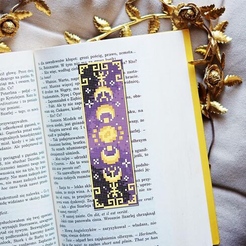 FREEBLOSS 6 Set Cross Stitch Bookmark Kits for Beginner Butterfly Moon Phases Stamped Cross Stitch Kit DIY Embroidery Bookmark Kit with Instructions 8" x 2.4" in Saudi Arabia