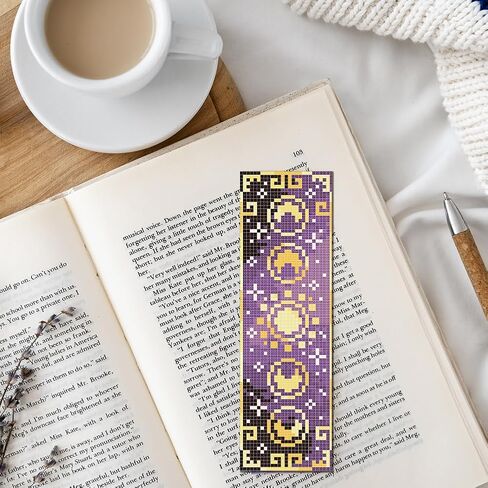FREEBLOSS 6 Set Cross Stitch Bookmark Kits for Beginner Butterfly Moon Phases Stamped Cross Stitch Kit DIY Embroidery Bookmark Kit with Instructions 8" x 2.4" in Saudi Arabia