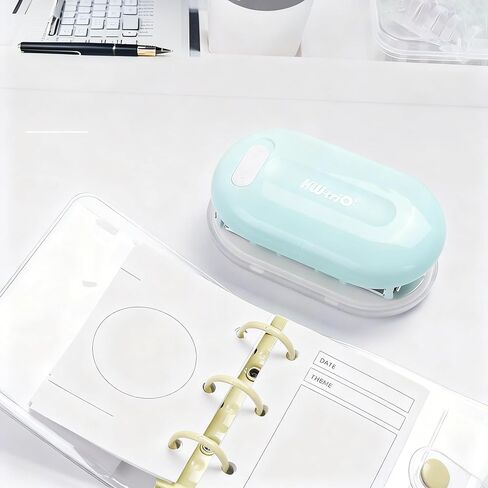 3 Hole Punch for Binders - Portable 28mm Spacing Manual Puncher, Mint Green in Saudi Arabia