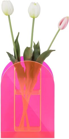 Navaris Acrylic Vase - Iridescent Flower Vase for Modern Chic Home Office Room Decor - Trendy Funky Aesthetic for Centerpieces - Transparent Geometric Design in Saudi Arabia