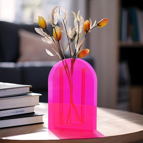 Navaris Acrylic Vase - Iridescent Flower Vase for Modern Chic Home Office Room Decor - Trendy Funky Aesthetic for Centerpieces - Transparent Geometric Design in Saudi Arabia