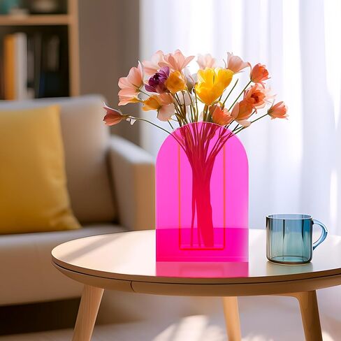 Navaris Acrylic Vase - Iridescent Flower Vase for Modern Chic Home Office Room Decor - Trendy Funky Aesthetic for Centerpieces - Transparent Geometric Design in Saudi Arabia