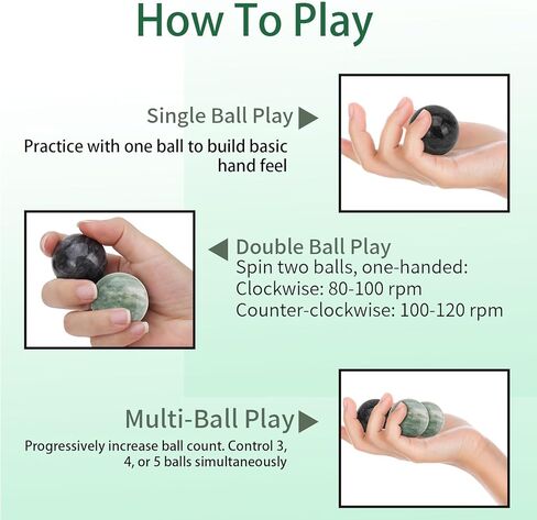 Set of 3 Baoding Balls for Women,1.38Inch Chinese Stress Health Exercise Balls for Hand Therapy with Box(2 Black&1 Green) in Saudi Arabia