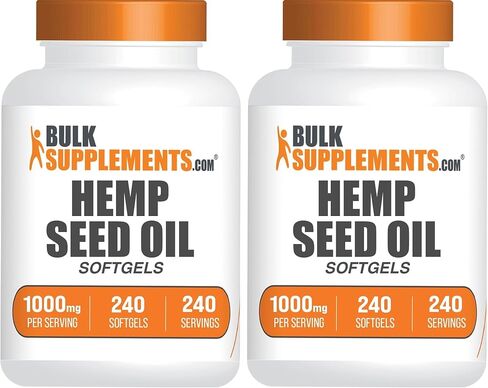 BulkSupplements.com كبسولات هلامية من زيت بذور القنب - حبوب زيت القنب، مكملات القنب، مكملات أوميغا 3، زيت بذور القنب 1000 مجم - خالية من الغلوتين، 1 كبسولة هلامية لكل وجبة، 240 قطعة (عبوة من 1) in Saudi Arabia