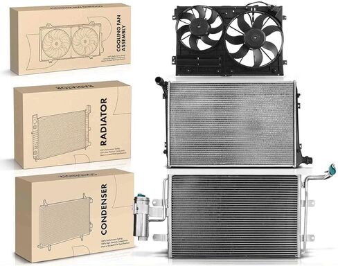 Replacement Parts for 3x Radiator&AC Condenser&Dual Cooling Fan Kit for Volkswagen Jetta 2005 1.9L Mod-AP88P-96526 in Saudi Arabia