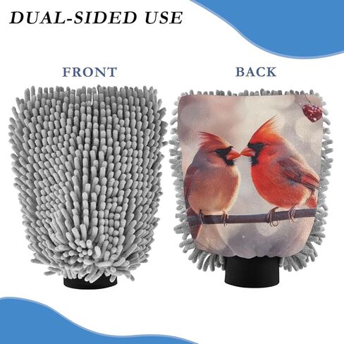 AIXIWAWA Valentine Birds Print Car Wash Mitt Washing Glove Scratch Free Water Absorbent 2 Pack Medium in Kuwait