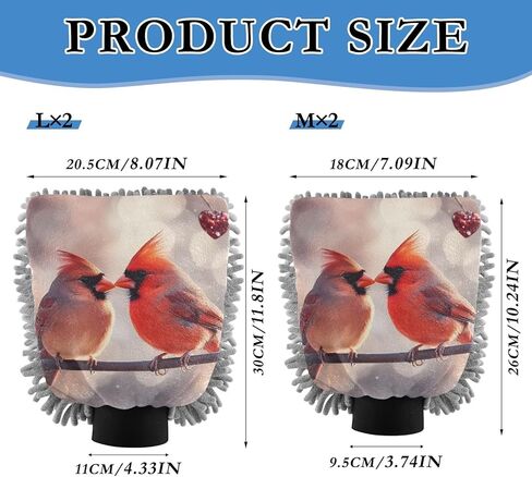 AIXIWAWA Valentine Birds Print Car Wash Mitt Washing Glove Scratch Free Water Absorbent 2 Pack Medium in Kuwait