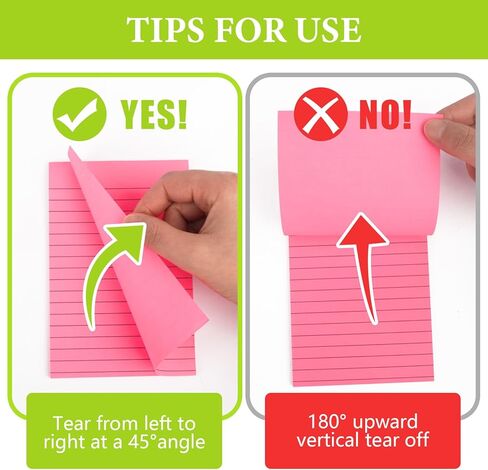 NESCCI 12 Pads Lined Sticky Notes 4x6 Sticky Notes with Lines Self-Stick Note Pads 12 Bright Multi Colors Big Rectangular Sticky Note for Office,Home,School, Meeting, 33 Sheet/Pad in Saudi Arabia