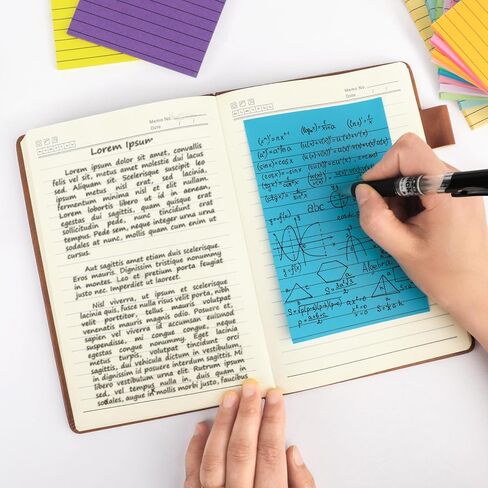 NESCCI 12 Pads Lined Sticky Notes 4x6 Sticky Notes with Lines Self-Stick Note Pads 12 Bright Multi Colors Big Rectangular Sticky Note for Office,Home,School, Meeting, 33 Sheet/Pad in Saudi Arabia
