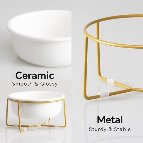 Small Glass Tilted Elevated Cat Dog Bowl Raised Cat Food Water Bowl Dish Pet Comfort Feeding Bowls with Gold Iron Stand in Kuwait