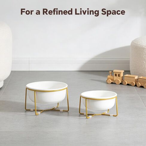 Small Glass Tilted Elevated Cat Dog Bowl Raised Cat Food Water Bowl Dish Pet Comfort Feeding Bowls with Gold Iron Stand in Kuwait