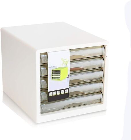 Desk File Cabinet Learning Environment Office Assistant Desktop Organise Messy Raw Materials Mess Desk Plastic - 34cmX24cmX34cm(Color:Blue) (White) in Saudi Arabia
