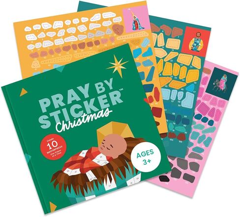كتاب الكريسماس PRAY BY STICKER - 10 صفحات تنشئ عملاً فنيًا باستخدام الطلاء حسب الرقم - كتاب الأنشطة المسيحية مقاس 9 × 9 بوصة - هدية مثالية لجميع الأعمار in Saudi Arabia