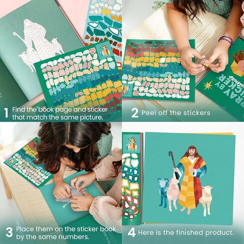 كتاب الكريسماس PRAY BY STICKER - 10 صفحات تنشئ عملاً فنيًا باستخدام الطلاء حسب الرقم - كتاب الأنشطة المسيحية مقاس 9 × 9 بوصة - هدية مثالية لجميع الأعمار in Saudi Arabia