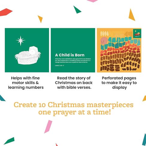كتاب الكريسماس PRAY BY STICKER - 10 صفحات تنشئ عملاً فنيًا باستخدام الطلاء حسب الرقم - كتاب الأنشطة المسيحية مقاس 9 × 9 بوصة - هدية مثالية لجميع الأعمار in Saudi Arabia