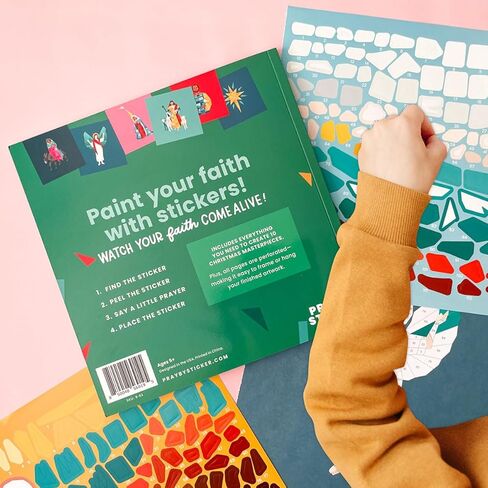 كتاب الكريسماس PRAY BY STICKER - 10 صفحات تنشئ عملاً فنيًا باستخدام الطلاء حسب الرقم - كتاب الأنشطة المسيحية مقاس 9 × 9 بوصة - هدية مثالية لجميع الأعمار in Saudi Arabia