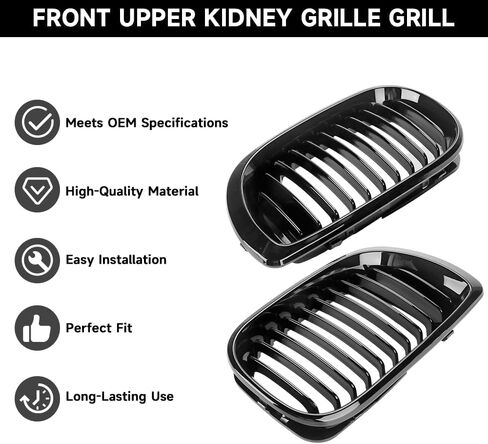 2PCS Front Kidney Grille Grill for BMW E46 2002-2004 for BMW 320i / 330i / 330xi 2001-2004 | 4 Door Sedan | Gloss Black in Saudi Arabia