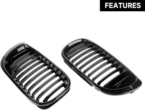 2PCS Front Kidney Grille Grill for BMW E46 2002-2004 for BMW 320i / 330i / 330xi 2001-2004 | 4 Door Sedan | Gloss Black in Saudi Arabia