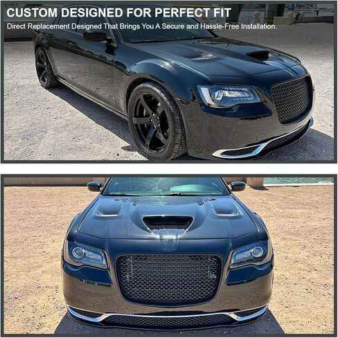 Spec-D Tuning Black SRT Style Hood Grille Compatible with 2015-2019 Chrysler 300 in Saudi Arabia