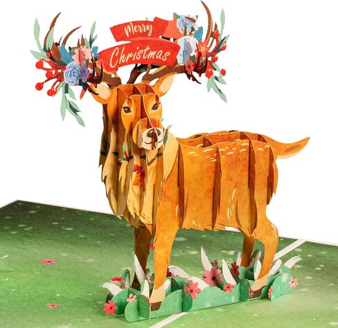 بطاقة Frndly by Paper Love Christmas Tree Pop Up، بطاقة تهنئة منبثقة ثلاثية الأبعاد مصنوعة يدويًا لعيد الميلاد والعطلات، معاد تدويرها بنسبة 100% وصديقة للبيئة، غطاء مقاس 8 × 6 بوصة - مع علامة ملاحظة قابلة للإزالة in Saudi Arabia