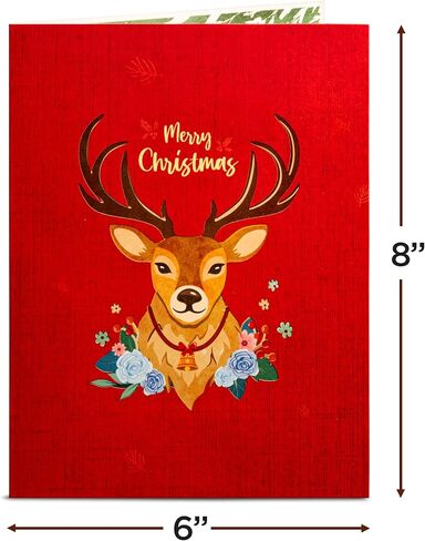 بطاقة Frndly by Paper Love Christmas Tree Pop Up، بطاقة تهنئة منبثقة ثلاثية الأبعاد مصنوعة يدويًا لعيد الميلاد والعطلات، معاد تدويرها بنسبة 100% وصديقة للبيئة، غطاء مقاس 8 × 6 بوصة - مع علامة ملاحظة قابلة للإزالة in Saudi Arabia