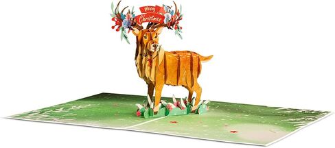 بطاقة Frndly by Paper Love Christmas Tree Pop Up، بطاقة تهنئة منبثقة ثلاثية الأبعاد مصنوعة يدويًا لعيد الميلاد والعطلات، معاد تدويرها بنسبة 100% وصديقة للبيئة، غطاء مقاس 8 × 6 بوصة - مع علامة ملاحظة قابلة للإزالة in Saudi Arabia