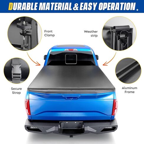 غطاء تونو لسرير الشاحنة ثلاثي الطي ناعم لسيارة Ford Maverick 2022-2025، Fleetside 4.6 قدم 54.4 في السرير، وليس من أجل Flareside/Stepside in Saudi Arabia
