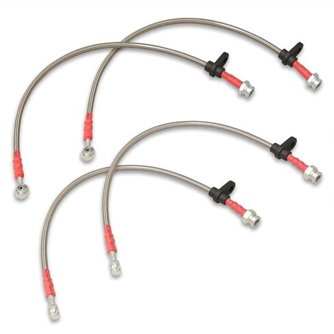 AJP Distributors Silver Stainless Steel Braided Oil Disc Brake Lines Hoses Cables Kit 4PC Front & Rear Set Compatible/Replacement For Accord CF8 CG 2.3L 3.0L V6 1998 1999 2000 2001 2002 98 99 00 01 02 in Saudi Arabia