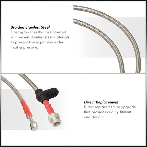 AJP Distributors Silver Stainless Steel Braided Oil Disc Brake Lines Hoses Cables Kit 4PC Front & Rear Set Compatible/Replacement For Accord CF8 CG 2.3L 3.0L V6 1998 1999 2000 2001 2002 98 99 00 01 02 in Saudi Arabia
