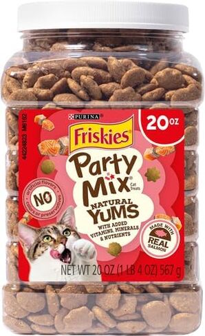Purina Friskies Natural Cat Treats, Party Mix Natural Yums With Real Salmon and Vitamins, Minerals & Nutrients - (10) 2.1 oz. Pouches in Saudi Arabia