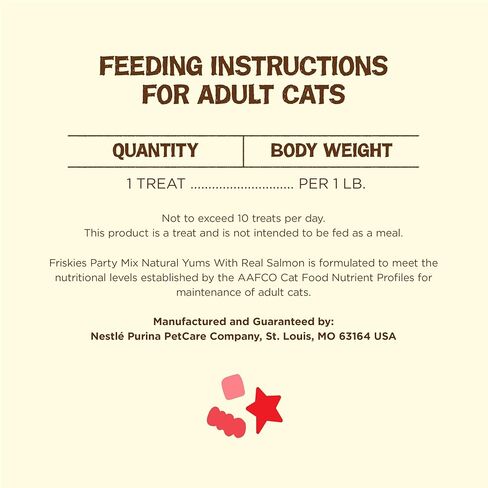 Purina Friskies Natural Cat Treats, Party Mix Natural Yums With Real Salmon and Vitamins, Minerals & Nutrients - (10) 2.1 oz. Pouches in Saudi Arabia