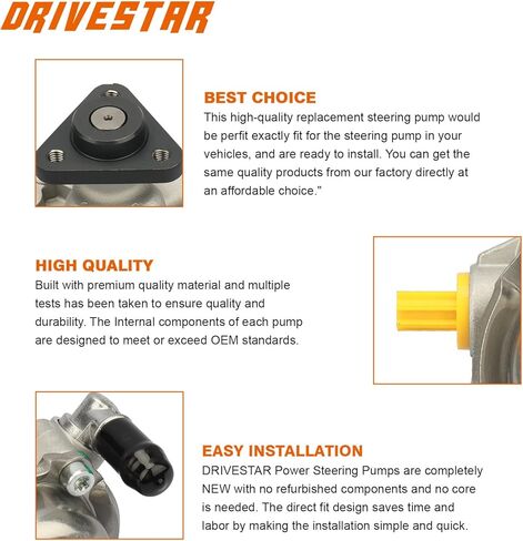 DRIVESTAR 21-5350 Power Steering Pump Power Assist Pump, 2004 2005 for BMW 325i, 2005 for BMW 330i, 2004 2005 for BMW 320i, 2005 2006 for BMW 330Ci, 2004 2005 2006 for BMW 325Ci in Saudi Arabia