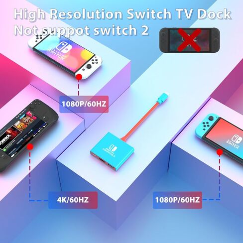Switch Dock for Nintendo Switch Docking Station, Portable Switch TV Adapter Support 4K/60HZ Switch TV Dock Mode Compatible Steam Deck/Nintendo Switch OLED, Switch Travel Dock with HDMI2.0 USB3.0 Port in Kuwait