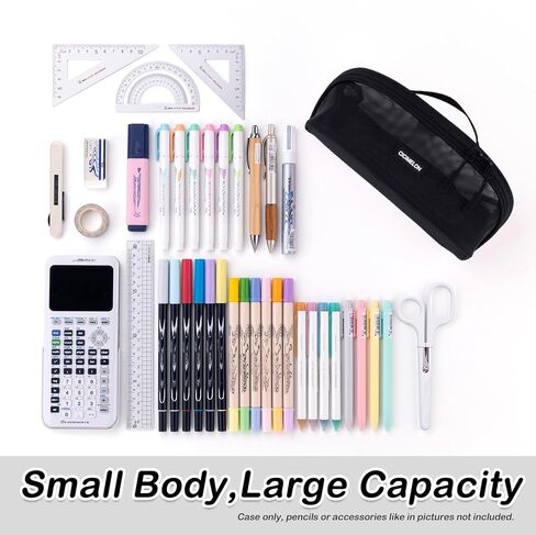 CICIMELON Transparent Mesh Pencil Pouch with Handle Big Case Clear Pen Bag College Essentials School Supplies, Light Blue in Saudi Arabia